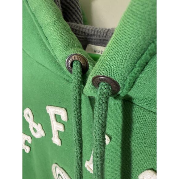 Abercrombie & Fitch Green Hoodie Men’s Medium M Muscle Fit Logo Pullover Vintage - Picture 5 of 11